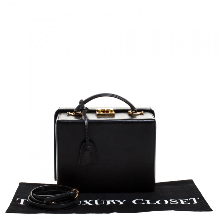 Pre Owned Mark Cross Black Leather Grace Box Bag