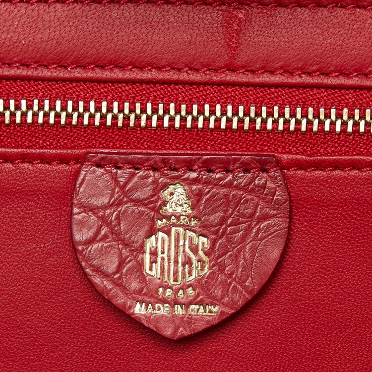 Pre Owned Mark Cross Red Crocodile Galaxy Grace Box Bag
