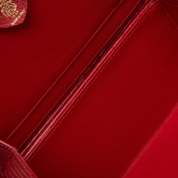 Pre Owned Mark Cross Red Crocodile Galaxy Grace Box Bag