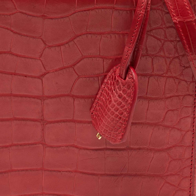 Pre Owned Mark Cross Red Crocodile Galaxy Grace Box Bag