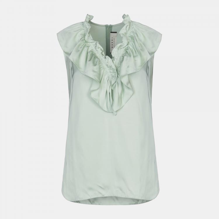 Pre Owned Marni Green Satin Top Size 42