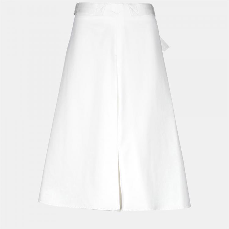 Pre Owned Marni White Cotton Flared Midi Skirt M (IT 42)