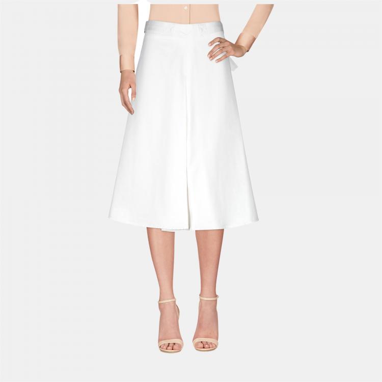 Pre Owned Marni White Cotton Flared Midi Skirt M (IT 42)