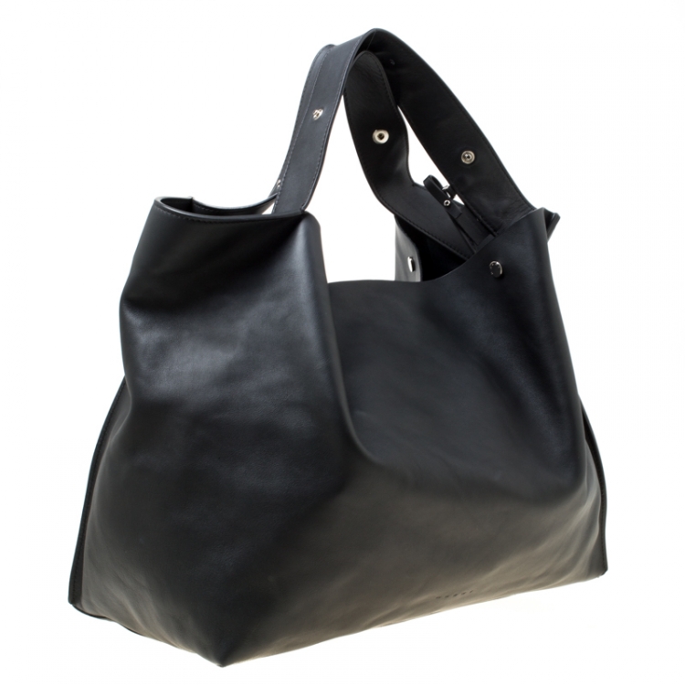 Pre Owned Marni Black Leather Slouchy Shopper 