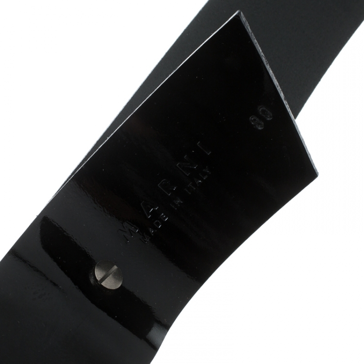 Pre Owned Marni Black Patent Leather Belt 80cm