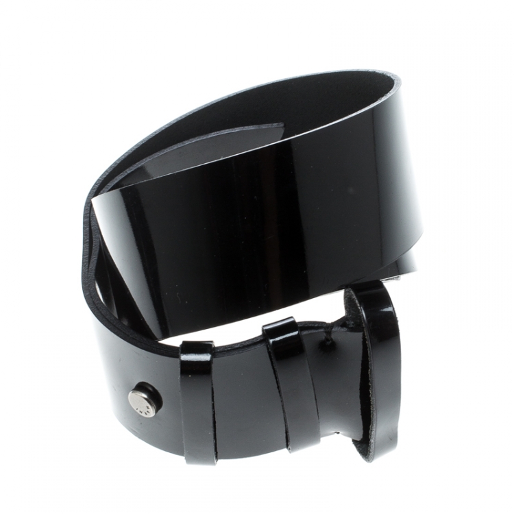 Pre Owned Marni Black Patent Leather Belt 80cm