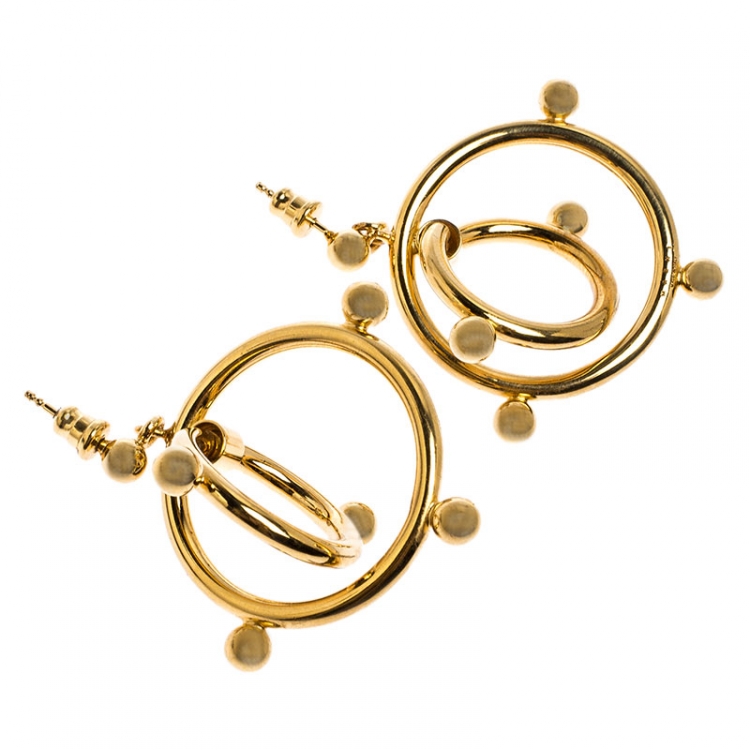مملوكة مسبقًا Marni Double Circle Hoop Gold Tone Earrings