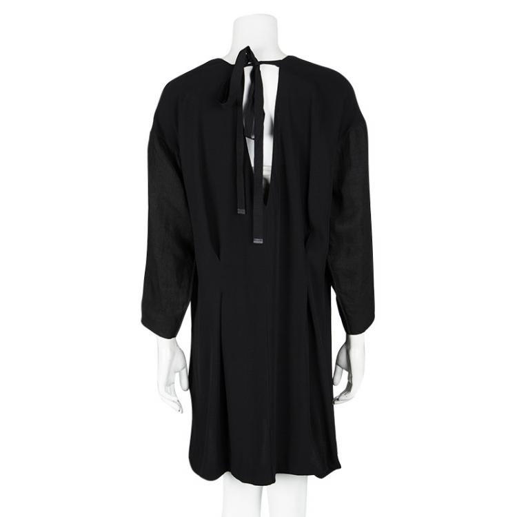 Pre Owned Marni Black Linen Sleeve Detail Drop Back Dress M