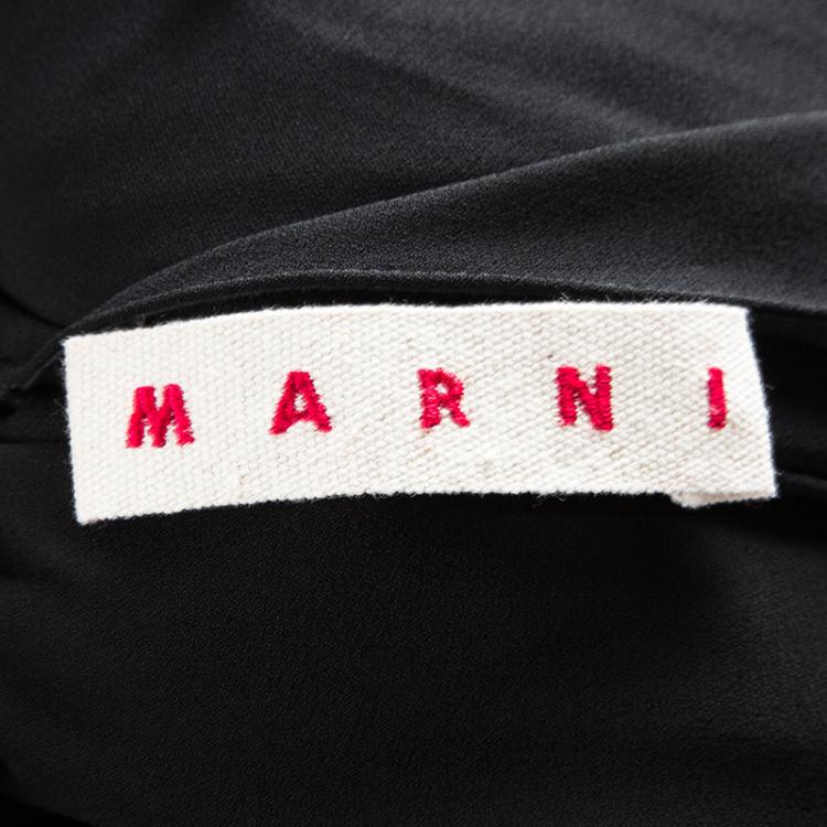 Pre Owned Marni Black Linen Sleeve Detail Drop Back Dress M