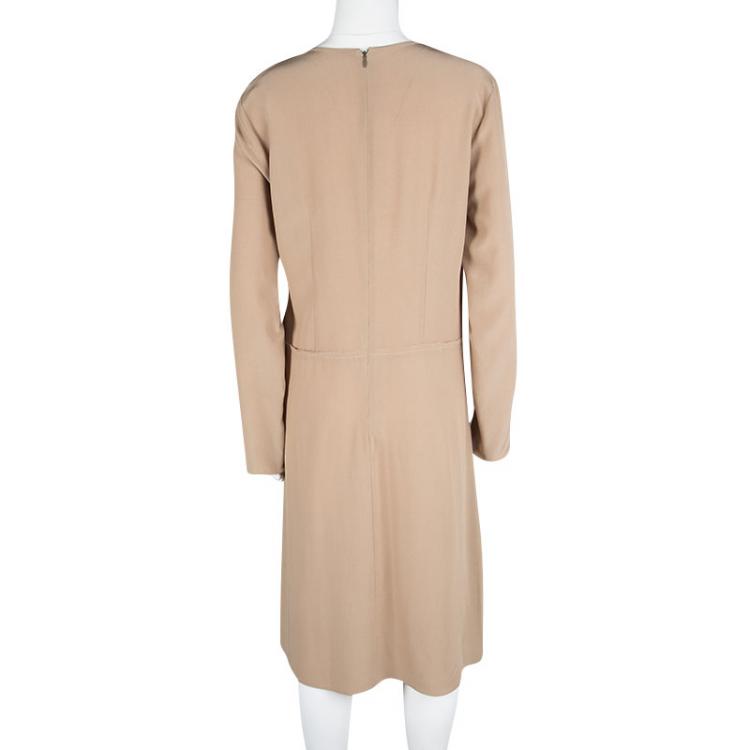 Pre Owned Marni Blush Pink Silk Pleat Detail Long Sleeve Dress M