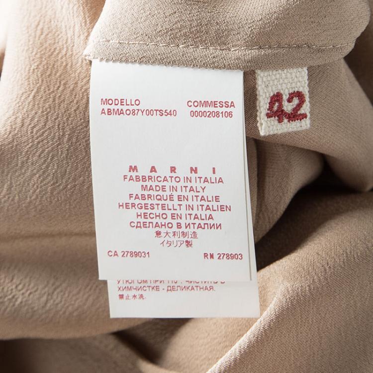 Pre Owned Marni Blush Pink Silk Pleat Detail Long Sleeve Dress M
