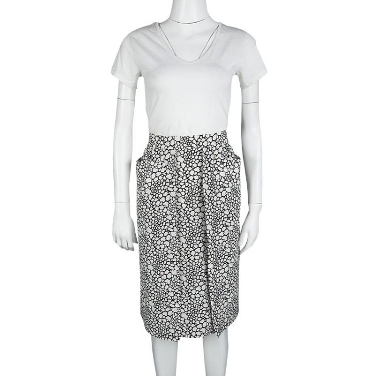 مملوكة مسبقًا Marni Monochrome Printed Silk Skirt S