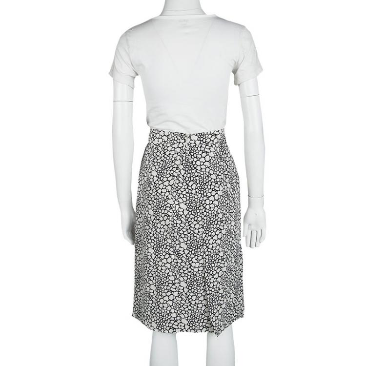 مملوكة مسبقًا Marni Monochrome Printed Silk Skirt S