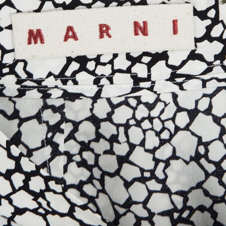 مملوكة مسبقًا Marni Monochrome Printed Silk Skirt S