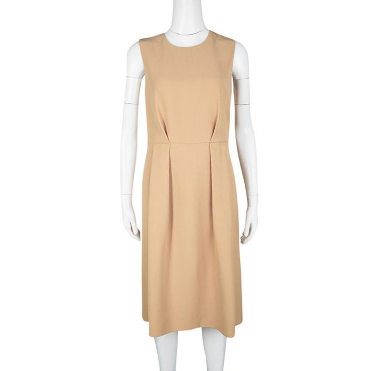 مملوكة مسبقًا Marni Pale Orange Box Pleat Detail Sleeveless Dress S