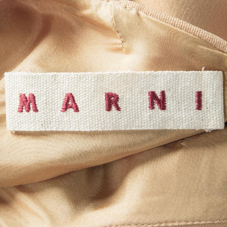مملوكة مسبقًا Marni Pale Orange Box Pleat Detail Sleeveless Dress S