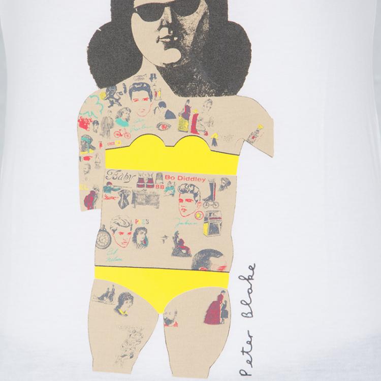 Pre Owned Peter Blake for Marni White Pop Art Print Racer Back Tank Top S