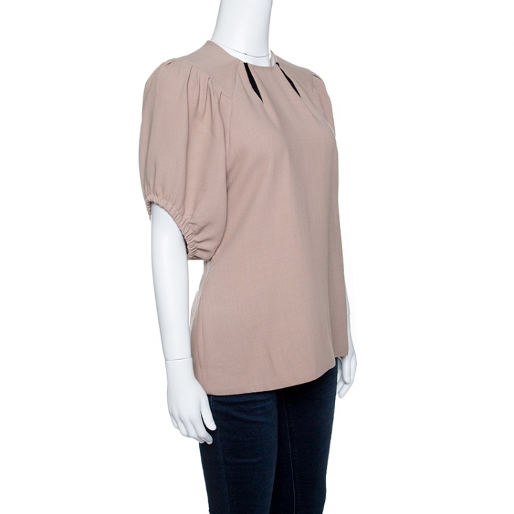 مملوكة مسبقًا Marni Beige Wool Gathered Sleeve Top S