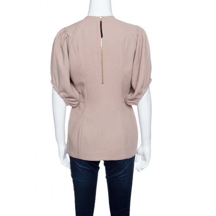 مملوكة مسبقًا Marni Beige Wool Gathered Sleeve Top S