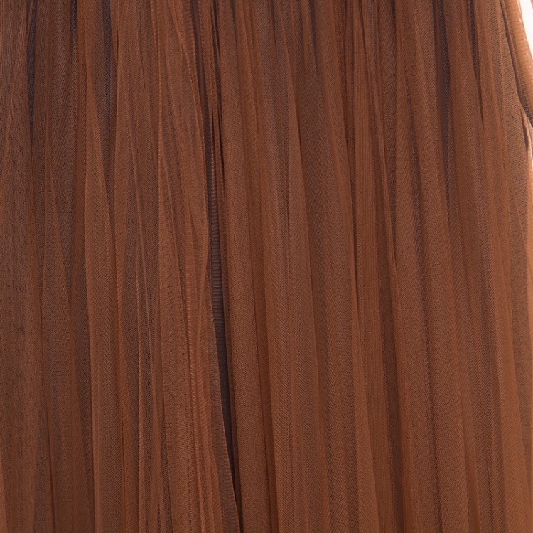 Pre Owned Marni Toffee Gathered Tulle Maxi Skirt S