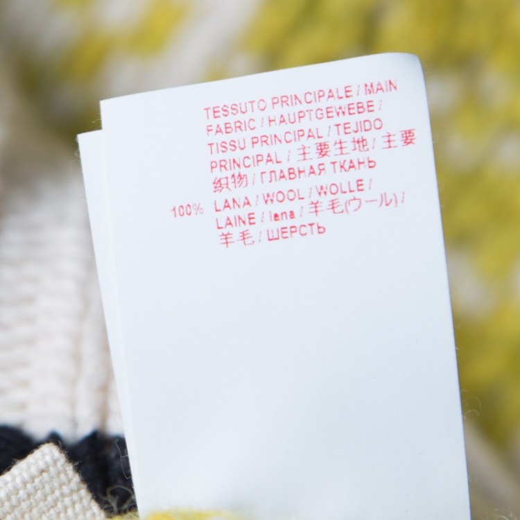 Pre Owned Marni Off White and Yellow Contrast Trim Detail Chunky Knit Intarsia Sweater S