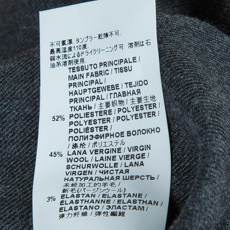Pre Owned Marni Grey Long Sleeve Ruffle Detail Button Down Wool Blouse M