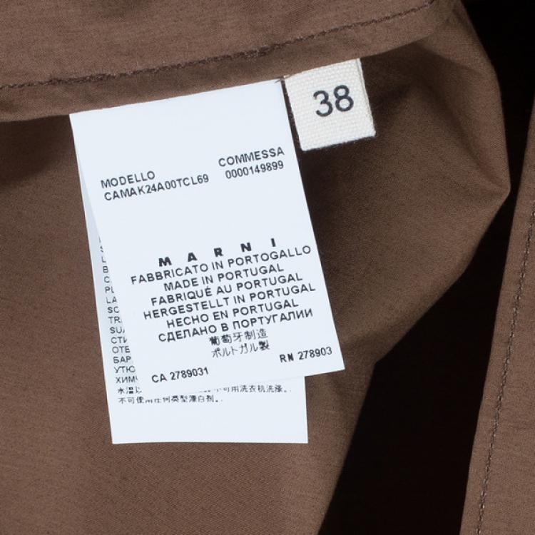 Pre Owned Marni Brown Ruffle Detail Cotton Blouse S