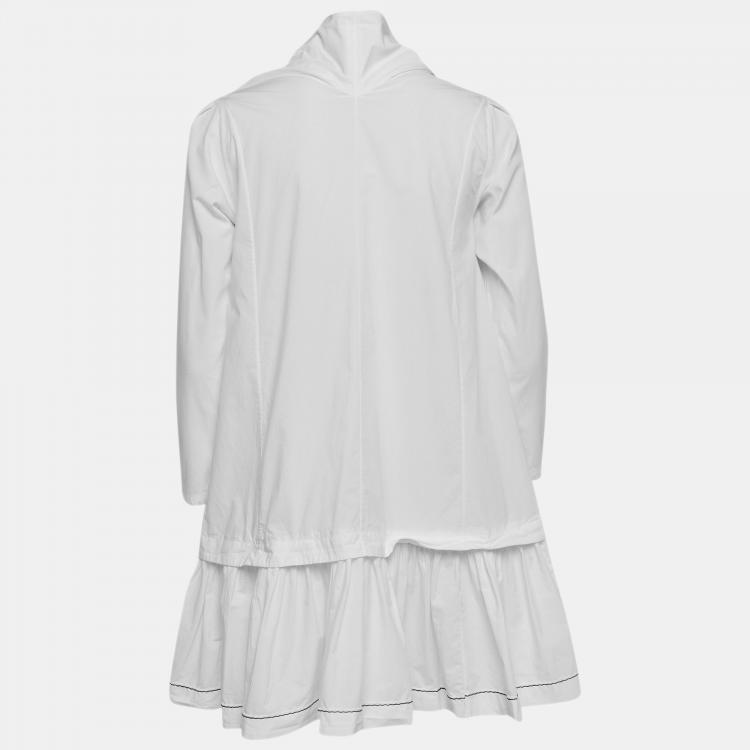 Pre Owned Marni White Cotton Asymmetric Flounce Mini Shirt Dress S