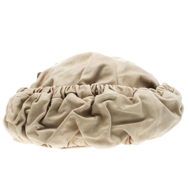 Pre Owned Marni Beige Faux Leather Pleated Berta Hobo