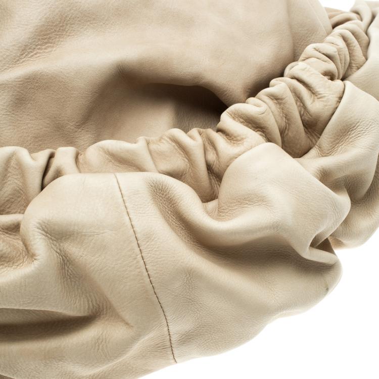 Pre Owned Marni Beige Faux Leather Pleated Berta Hobo