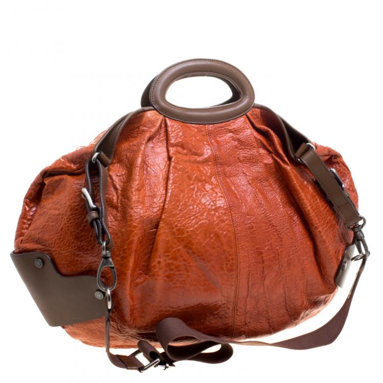 Pre Owned Marni Orange Glaze Leather New Balloon Hobo