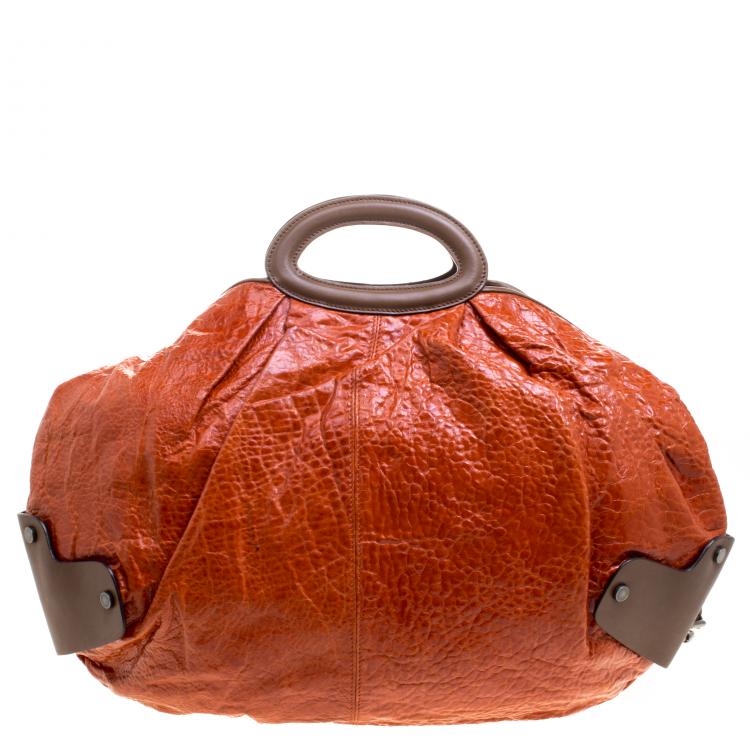 Pre Owned Marni Orange Glaze Leather New Balloon Hobo