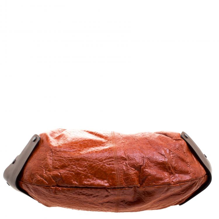 Pre Owned Marni Orange Glaze Leather New Balloon Hobo