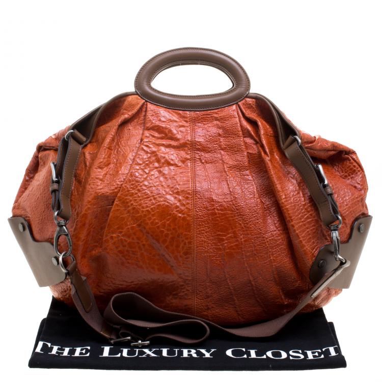 Pre Owned Marni Orange Glaze Leather New Balloon Hobo