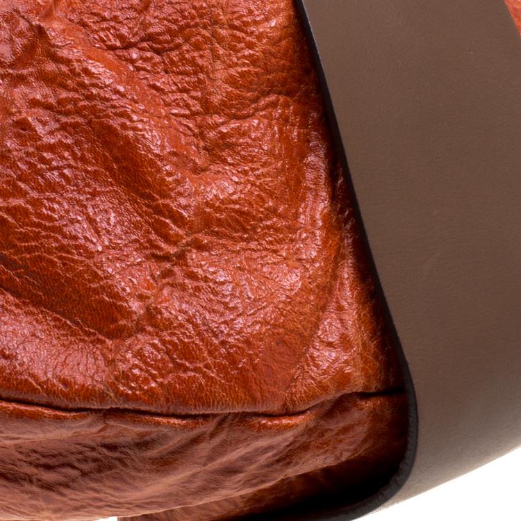 Pre Owned Marni Orange Glaze Leather New Balloon Hobo