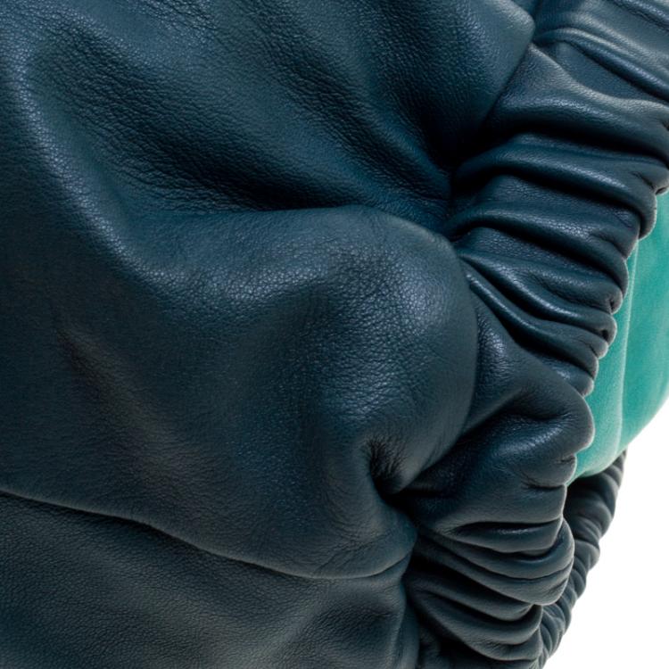 مملوكة مسبقًا Marni Forest/Mint Green Leather Triangle Slouch Hobo