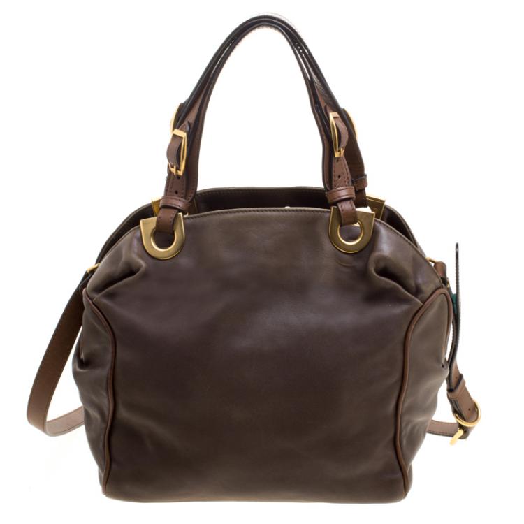 Pre Owned Marni Fatigue Green Leather Shoulder Bag