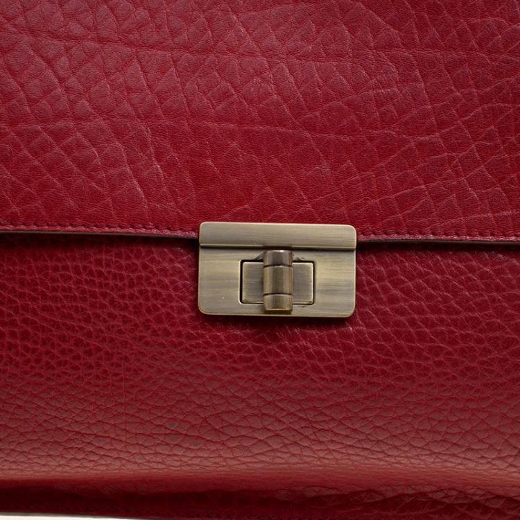 Pre Owned Marni Red Textured Leather Shoulder Bag