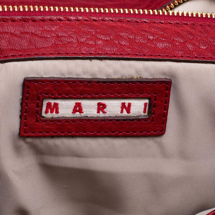 Pre Owned Marni Red Textured Leather Shoulder Bag
