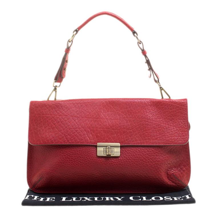 Pre Owned Marni Red Textured Leather Shoulder Bag