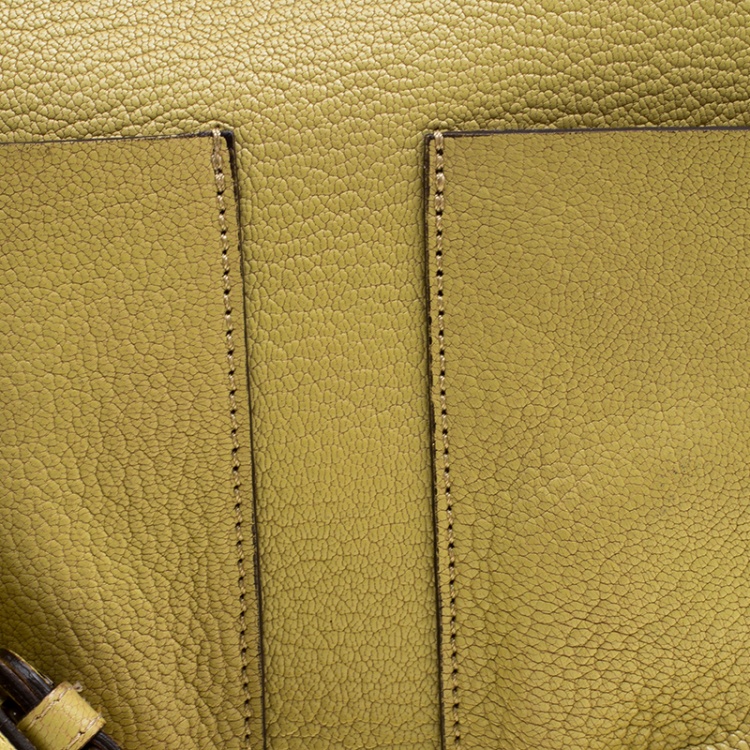 Pre Owned Marni Yellow Green Leather Bandoleer Crossbody Bag
