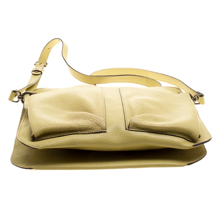 Pre Owned Marni Yellow Green Leather Bandoleer Crossbody Bag