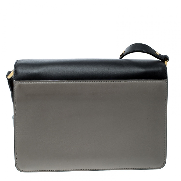 Pre Owned Marni Grey/Black Leather Medium Trunk Shoulder Bag