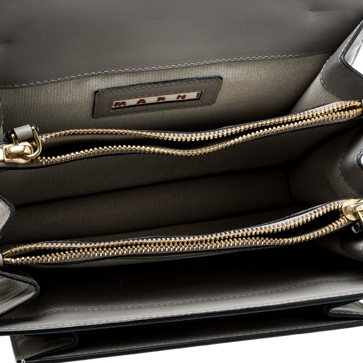 Pre Owned Marni Grey/Black Leather Medium Trunk Shoulder Bag