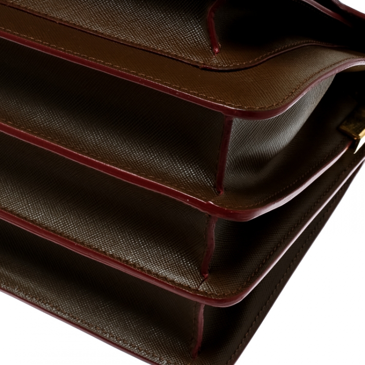 مملوكة مسبقًا Marni Brown/Black Leather Medium Trunk Shoulder Bag