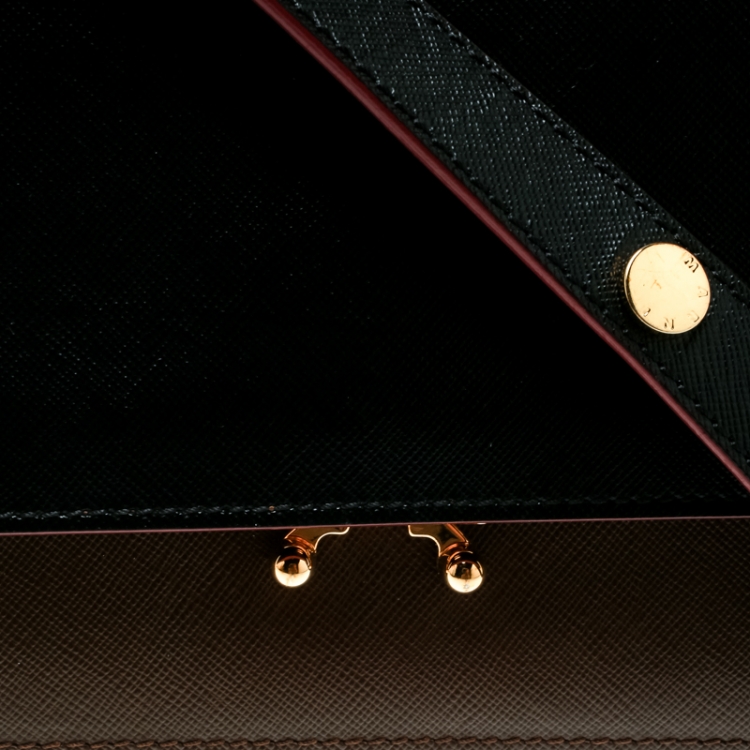 مملوكة مسبقًا Marni Brown/Black Leather Medium Trunk Shoulder Bag