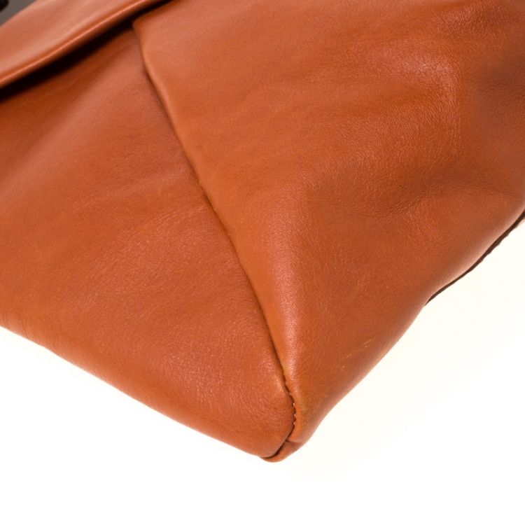 Pre Owned Marni Tan Leather Turnlock Envelope Top Handle Bag