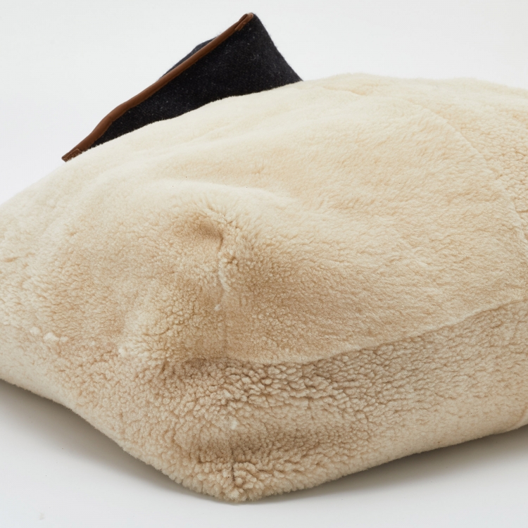 Pre Owned Marni Off White/Brown Shearling Fur and Leather Reversible Tote