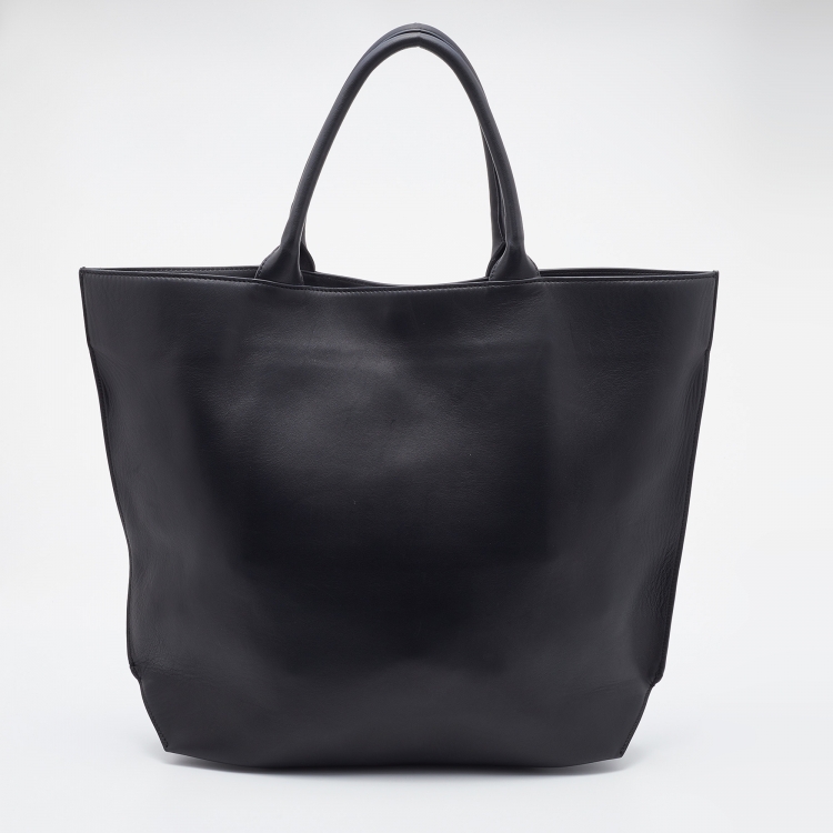Pre Owned Marni Black Leather Front Pocket Shopper Tote