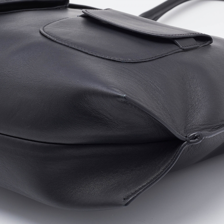 Pre Owned Marni Black Leather Front Pocket Shopper Tote